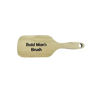 Funny wooden gag gift brush for bald men with 'Bald Man's Brush' printing