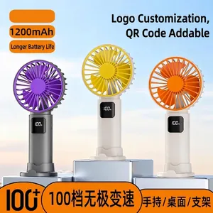 Handheld Mini Fan With One Hundred Speed Levels Digital Display USB Rechargeable Portable Small Desk Fan For Summer Travel Office