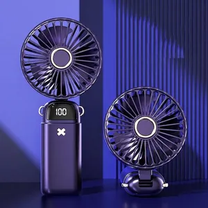 Φορητός αναδιπλούμενος μίνι ανεμιστήρας USB με ψηφιακή οθόνη και λουράκι λαιμού