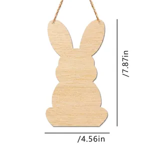 Blank wooden bunny-shaped hanging plaque for DIY home decor and handicrafts 20cm