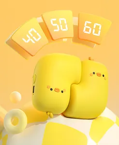 Detail of cute yellow duck magnetic hand warmer showing temperature settings 40, 50, 60.