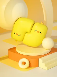 Close-up of cute yellow duck magnetic hand warmer in 3D stylized studio setting