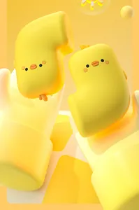 Cute yellow duck portable magnetic hand warmer with 3D stylized hands view