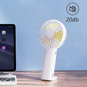 Φορητός λευκός μίνι ανεμιστήρας USB με κίτρινα πτερύγια, αθόρυβος ανεμιστήρας 20dB