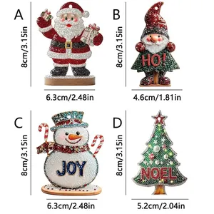 Set de llaveros navideños de pintura de diamantes con Papá Noel, gnomo y árbol de Navidad