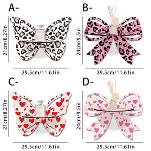 Wooden butterfly and bow-shaped wall shelves with heart and leopard print designs