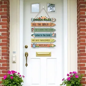 Vintage decorative wooden garden rules hanging sign for outdoor patio wall decor