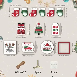 Comprehensive 11-piece wooden Christmas tabletop decor set with gnomes and truck designs