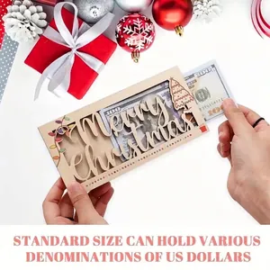 Creatieve houten kerst geldhouder ornament voor vakantie geschenken en dollarbiljetten