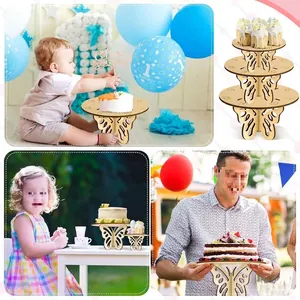 Alzata per cupcake in legno a forma di farfalla per decorazioni per feste.