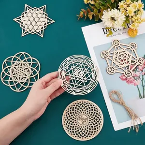 Holz Hohl Heilige Geometrie Wanddeko Mandala Blume Des Lebens Metatron Würfel DIY Handwerk Material Haus Meditation Raum Dekoration