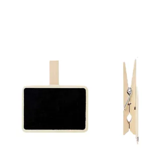 Mini wooden chalkboard clip for office memos and home notes with natural wood finish