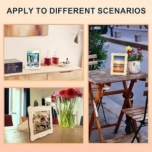 Marco de fotos de madera con borde ondulado para varios escenarios
