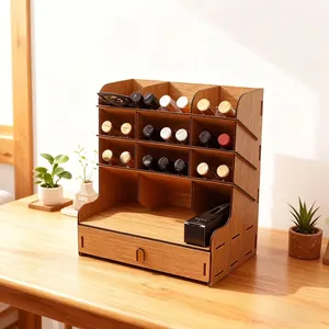 Houten bureau-organizer met meerdere niveaus voor parfumdisplay