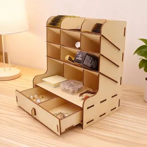 Multifunctionele houten bureau organizer met lade voor make-up en accessoires