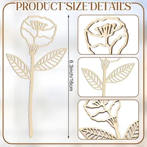 Wooden wildflower decorative ornament for home, 6.3 inch laser-cut wood craft flower details.