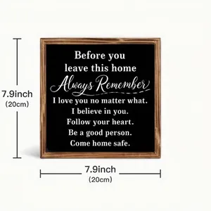 Minimalistische houten wanddecoratie van 20 cm met inspirerende tekst voor in huis