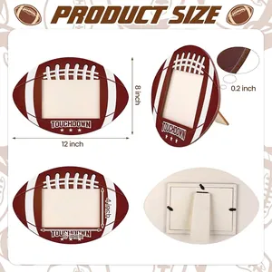 Houten fotolijst in de vorm van een football 12x8 inch met Touchdown tekst decor