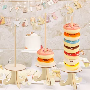 Handmade wooden donut display stand for birthday party and wedding dessert table