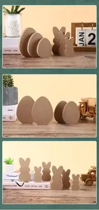 Ημιτελή ξύλινα κοψίματα MDF λαγουδάκι και αυγό Πάσχα για DIY χειροτεχνίες και διακόσμηση