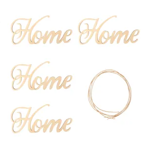 Διακοσμητικό σετ 4 ξύλινων πινακίδων Home με σπάγκο για ρουστίκ διακόσμηση τοίχου σπιτιού