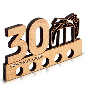 Support de cadeau en argent en bois découpé au laser pour le 30ème anniversaire décoré
