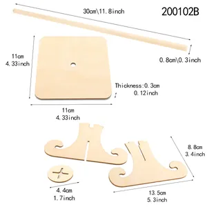 Detailed size specifications for wooden donut wall display stand parts for party decorations