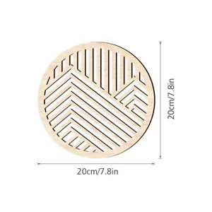 Decoración de pared redonda en madera de 20 cm con modernos trazos geométricos laser