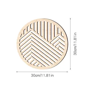 Decoración de pared geométrica circular de madera de 30 cm con diseño cortado a láser