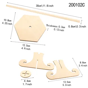 Detailed measurement specifications and component dimensions for the wooden donut rack parts