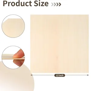 Unfinished 12x12 inch square wood sheets for DIY crafts 10 pack 1/16 inch thickness