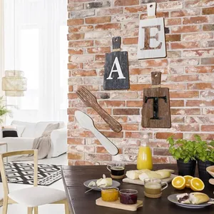 Rustieke houten EAT keukenwanddecoratie set met grote vork en lepel borden