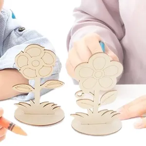 DIY laser-cut wooden flower crafts for children coloring and home decoration