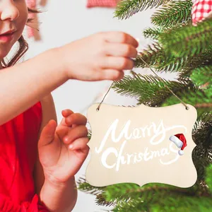 DIY houten kersthanger ornament voor kerstboomdecoratie met vrolijke kerstgroet