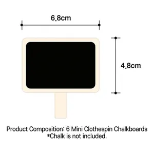 Mini wooden blackboard memo clip set of 6 measuring 6.8x4.8cm
