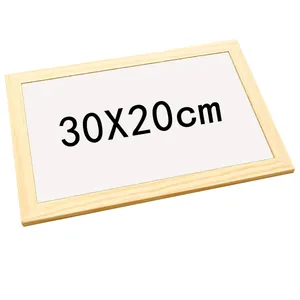 Detail view of a 30x20cm minimalist wooden frame drawing board with white surface