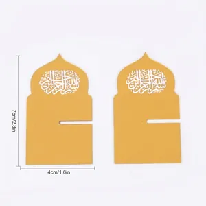 Gele islamitische decoratieve boekensteunonderdelen met Arabische kalligrafie 7x4cm