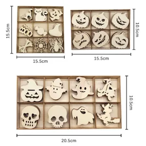 Kit de décorations d'Halloween en bois avec formes de fantômes et dimensions