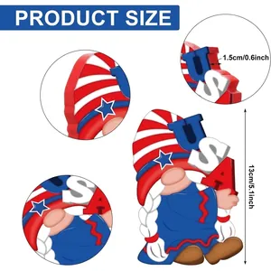 Detailed size chart for USA Independence Day wooden gnome patriotic table ornament