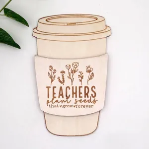 Houten Koffiekopvorm Cadeaukaarthouder Lasergegraveerd Leraar Waardering Cadeau Terug naar School Cadeau