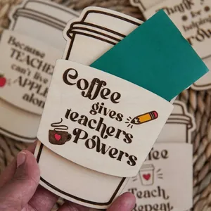 Creative wooden coffee cup shaped gift card holder for Teacher Appreciation Day gift
