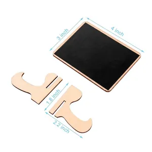 Mini wooden chalkboard sign set with easel stand for desktop notes, 3 x 4 inch size