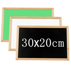 Professional wooden mini blackboard set in green white and black colors size 30x20cm