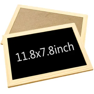 Small wooden framed blackboard and corkboard set for drawing, size 11.8x7.8 inches.