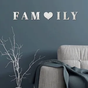 3D Spiegel Acryl Hout Muursticker Goud Zilver Zwart Letters Cijfers Hart Symbool Modern Eenvoudig Home Decor DIY Feest Bruiloft Handwerk