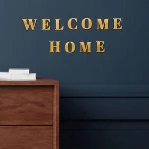 Gouden gespiegelde WELCOME HOME muurstickers voor moderne interieurdecoratie