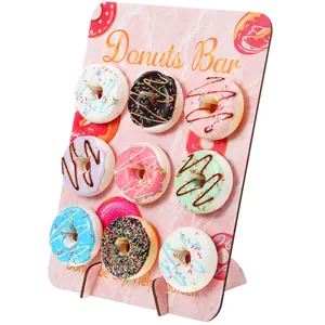 Soporte de Exhibición de Pared de Donut de Madera Decoración de Fiesta DIY Soporte de Postres con Patrón de Mármol