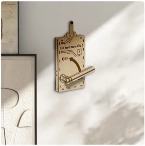 Creative wooden wall decoration featuring a funny pop-up middle finger novelty design