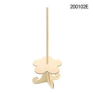 Detail of flower-shaped wooden donut stand made from natural solid wood material