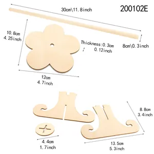Detailed view of disassembled wooden donut stand components with dimension tags.